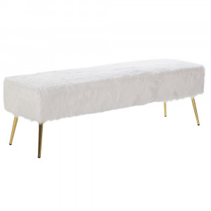 Bancheta alba/aurie din textil 142 cm Elia Thai Natura