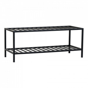 Bancheta cu suport pentru incaltaminte negru din metal 79 cm Padova House Nordic