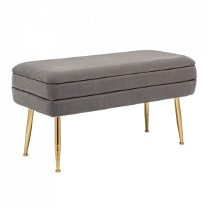 Bancheta gri inchis din catifea 79 cm Pavlina Bizzotto