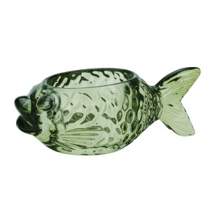 Bol decorativ verde din sticla 7x15 cm Fishy Madam Stoltz