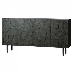 Bufet inferior negru din lemn 160 cm Counter Woood