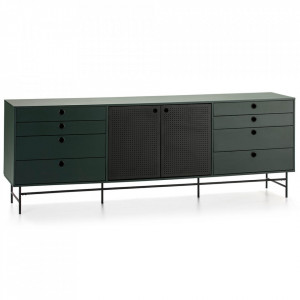 Bufet inferior verde inchis/negru din metal 212 cm Punto Teulat