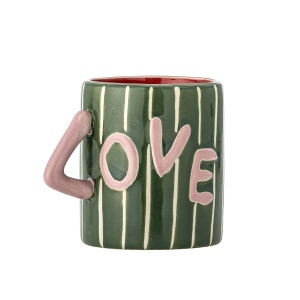 Cana multicolora din ceramica 8x9 cm Cherish Green Bloomingville