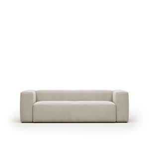 Canapea alba din textil pentru 3 persoane Blok Chenille FR Kave Home