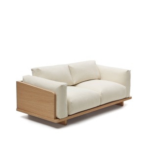 Canapea bej/maro din bumbac pentru 3 persoane Oaq Kave Home