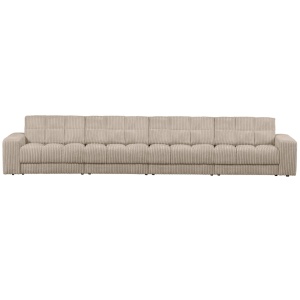 Canapea bej travertin din textil pentru 4 persoane Second Date Rib Woood