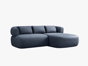 Canapea cu colt albastru inchis din textil pentru 5 persoane Jenny Chenille 200 Right Micadoni