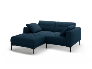 Canapea cu colt albastru royal din catifea pentru 2 persoane Bemy Left Velvet Micadoni