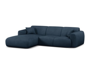 Canapea cu colt albastru royal din textil pentru 4 persoane Molino Chenille Left Micadoni
