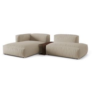 Canapea cu colt bej deschis din textil pentru 2 persoane Martina Boston Left Micadoni