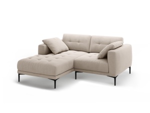 Canapea cu colt bej din catifea pentru 2 persoane Bemy Left Velvet Micadoni