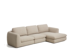 Canapea cu colt bej din textil pentru 4 persoane Vera Right Kave Home