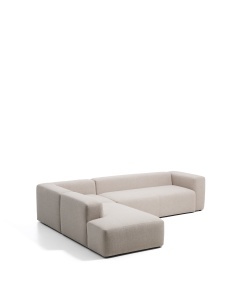 Canapea cu colt bej din textil pentru 5 persoane Blok Chenille Left Kave Home