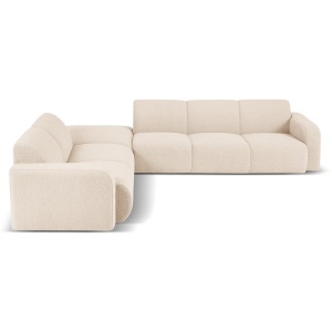Canapea cu colt bej din textil pentru 6 persoane Molino Boucle Left Micadoni