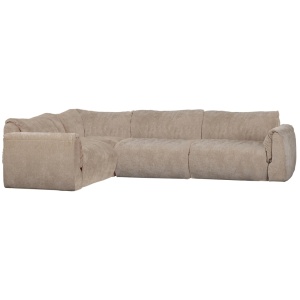 Canapea cu colt bej nisipiu din textil 301 cm Baggy 3D Chenille Left Woood