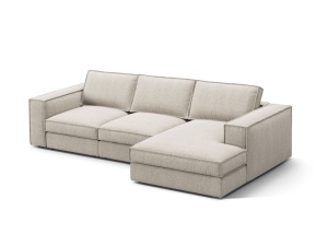 Canapea cu colt bej nisipiu din textil pentru 3 persoane Pola Right Micadoni