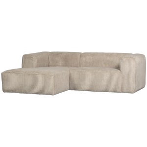 Canapea cu colt bej travertin din textil 254 cm Bean Left Woood