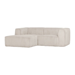 Canapea cu colt crem din textil 254 cm Bean Rib Left Woood