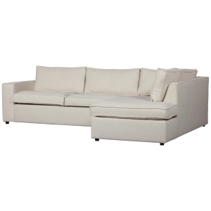 Canapea cu colt crem din textil 283 cm Thomas Right Woven Woood
