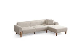 Canapea cu colt crem din textil 290 cm Lyke Right The Home Collection