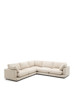 Canapea cu colt crem din textil pentru 6 persoane Gala Kave Home