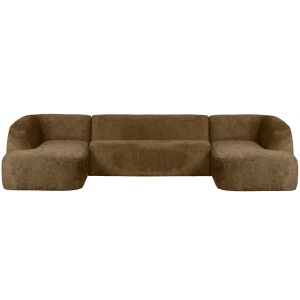 Canapea cu colt din catifea maro alama 339 cm Sloping Woood