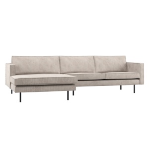 Canapea cu colt ecru din textil 300 cm Rodeo Rib Left Woood