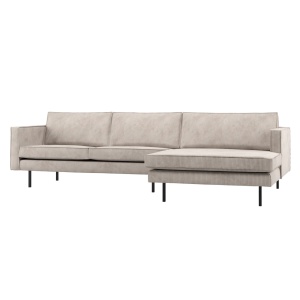 Canapea cu colt ecru din textil 300 cm Rodeo Rib Right Woood