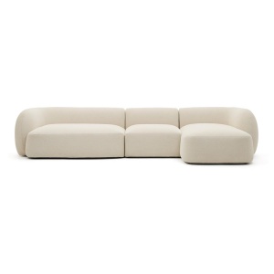 Canapea cu colt ecru din textil pentru 4 persoane Martina Chenille Right Kave Home