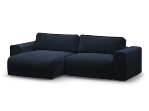 Canapea cu colt extensibila albastra din catifea pentru 3 persoane Victor Left Micadoni
