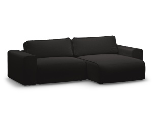 Canapea cu colt extensibila neagra din textil pentru 3 persoane Victor Right Micadoni