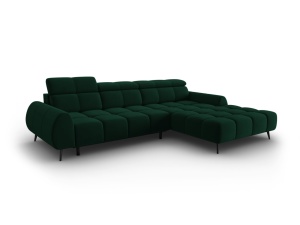 Canapea cu colt extensibila verde/neagra din catifea pentru 5 persoane Alyse Right Micadoni