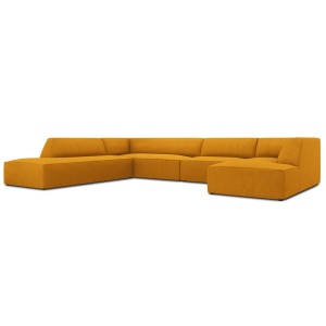 Canapea cu colt galbena din textil pentru 7 persoane Ruby Corduroy Left Micadoni