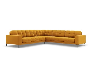 Canapea cu colt galbena/neagra din catifea pentru 6 persoane Mamaia Symmetrical Left Right Micadoni