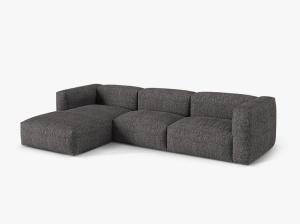 Canapea cu colt gri antracit din textil pentru 3 persoane Martina Left Boucle Micadoni