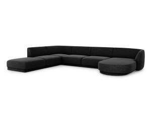 Canapea cu colt gri antracit din textil pentru 6 persoane Miley Eden Chenille Panoramic Left Micadoni