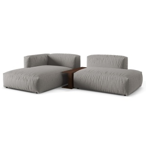 Canapea cu colt gri deschis din textil pentru 2 persoane Martina Boston Left Micadoni