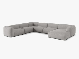 Canapea cu colt gri deschis din textil pentru 6 persoane Martina Left Micadoni