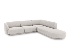 Canapea cu colt gri deschis din textil pentru 6 persoane Miley Haga Chenille Right Micadoni