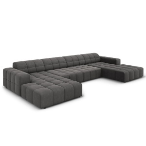 Canapea cu colt gri din catifea pentru 6 persoane Jennifer Panoramic Micadoni