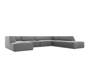 Canapea cu colt gri din catifea pentru 7 persoane Ruby Right Micadoni