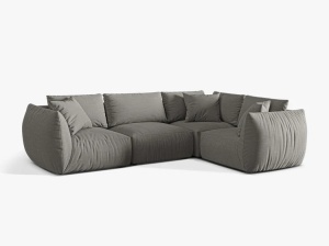 Canapea cu colt gri din textil pentru 4 persoane Chris Alfa Right Micadoni