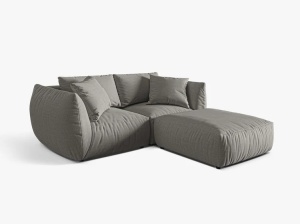 Canapea cu colt gri din textil pentru 4 persoane Chris Art Right Micadoni