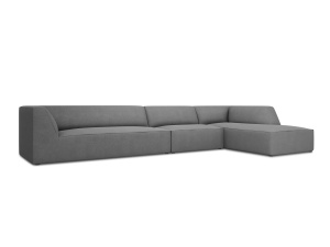 Canapea cu colt gri din textil pentru 5 persoane Ruby Right Micadoni