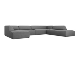 Canapea cu colt gri din textil pentru 7 persoane Ruby Right Micadoni
