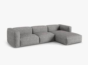 Canapea cu colt gri grafit din textil pentru 3 persoane Martina Right Boucle Micadoni