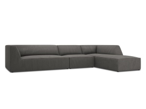 Canapea cu colt gri inchis din textil pentru 5 persoane Ruby Right Corduroy Micadoni