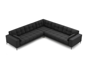 Canapea cu colt gri inchis din textil pentru 6 persoane Mamaia Structured Black Micadoni