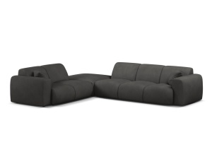 Canapea cu colt gri inchis din textil pentru 6 persoane Molino Chenile Left Micadoni
