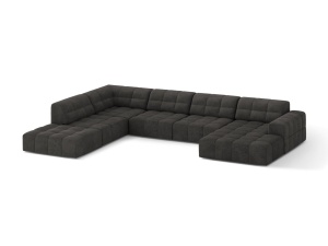 Canapea cu colt gri inchis din textil pentru 7 persoane Jennifer Panoramic Chenille Left Micadoni